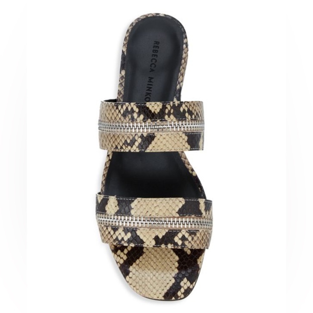 Rebecca Minkoff | Marciann Too Zipper Snake-Print Sandals